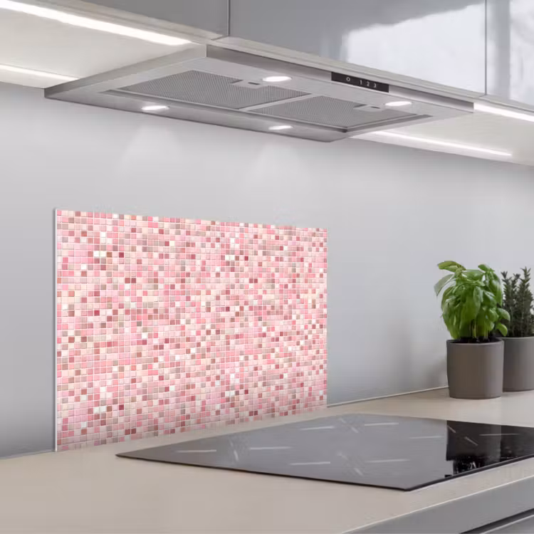Mozaïek - Patroon - Roze keuken achterwand spatscherm klein 900 -3d_schuin