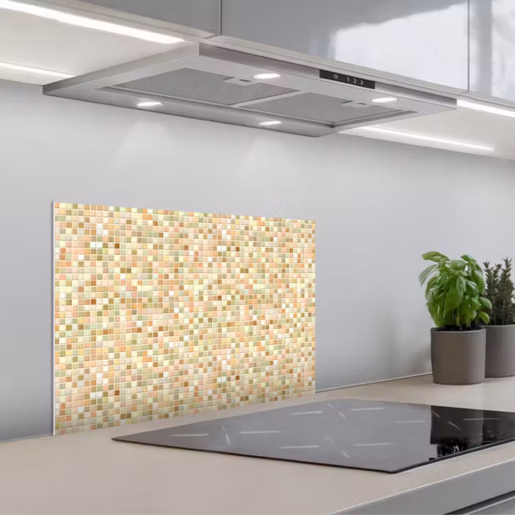 Mozaïek - Patroon - Terracotta keuken achterwand spatscherm klein 900 -3d_schuin