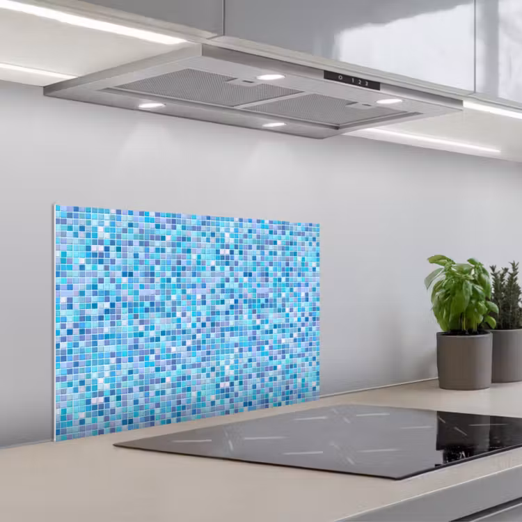Mozaïek - Patroon - Turquoise keuken achterwand spatscherm klein 900 -3d_schuin