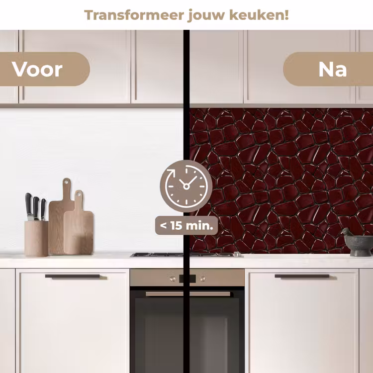Mozaïek - Tegel - Bordeauxrood keuken achterwand 2 middel 871 -voor-na2_NL