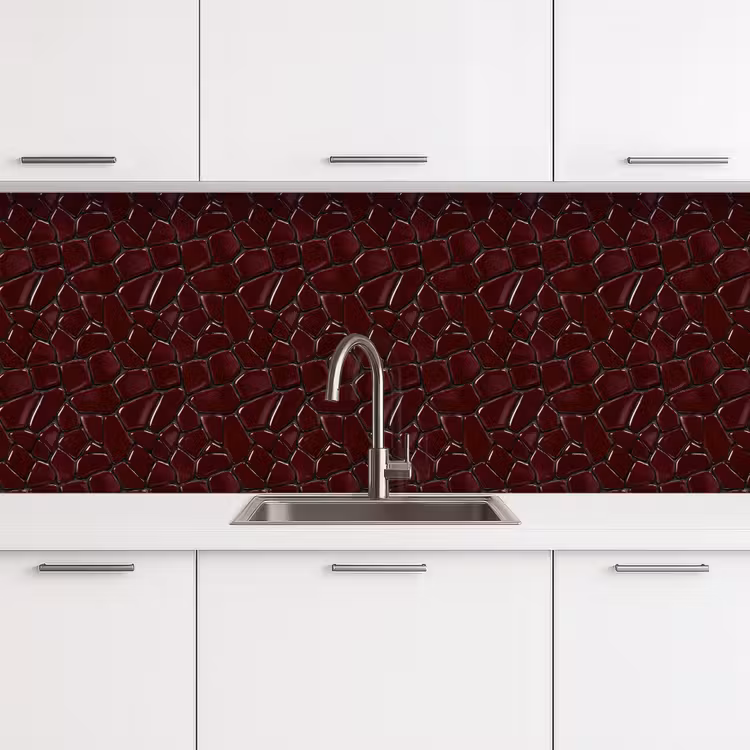 Mozaïek - Tegel - Bordeauxrood keuken achterwand 2 middel 871 -3d