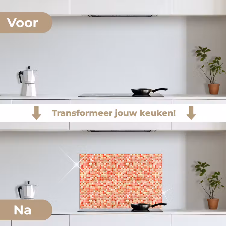 Mozaïek - Tegel - Patroon - Kleurrijk keuken achterwand spatscherm klein 900 -voor_na_NL