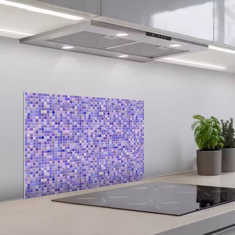 Mozaïek - Tegels - Lila - Amethist keuken achterwand spatscherm klein 900 -3d_schuin