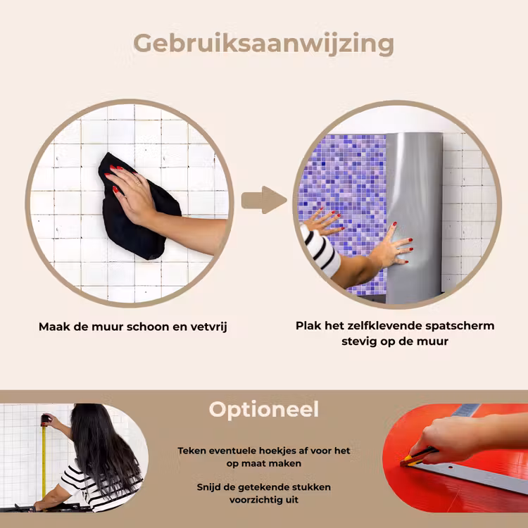Mozaïek - Tegels - Lila - Amethist keuken achterwand spatscherm klein 900 -gebruiksaanwijzing_NL