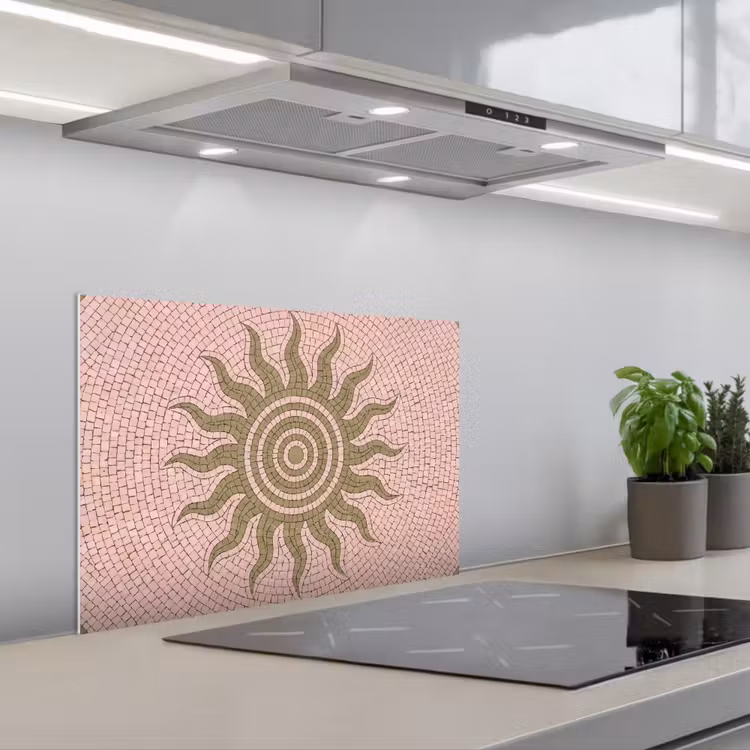 Mozaïek - Zon - Patroon - Klassiek - Roze keuken achterwand spatscherm klein -3d_schuin