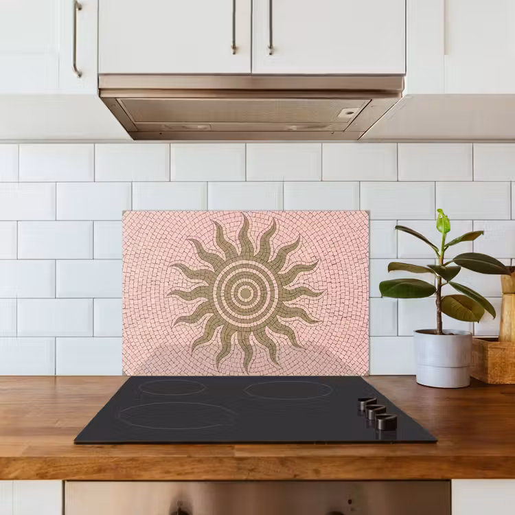 Mozaïek - Zon - Patroon - Klassiek - Roze keuken achterwand spatscherm klein -sfeer2