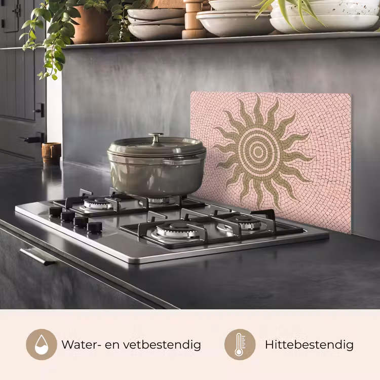 Mozaïek - Zon - Patroon - Klassiek - Roze keuken achterwand spatscherm klein -usp_NL