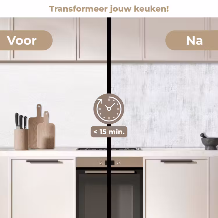Muur - Geverfd - Wit - Onafgewerkt keuken achterwand 2 middel 871 -voor-na2_NL
