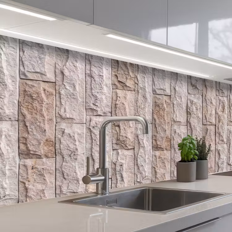 Muur - Steen - Ruw - Beige - Textuur keuken achterwand 2 middel -3d_schuin