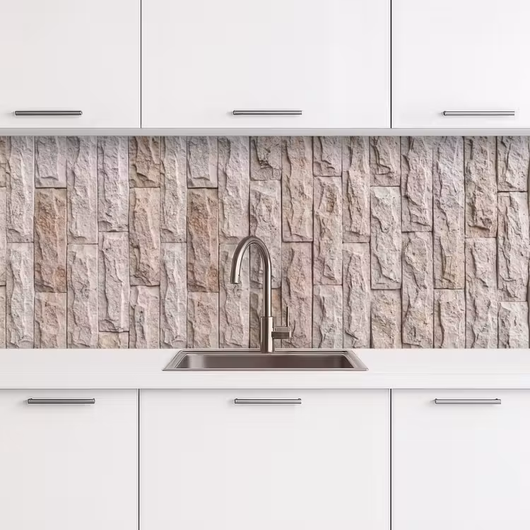 Muur - Steen - Ruw - Beige - Textuur keuken achterwand 2 middel -3d