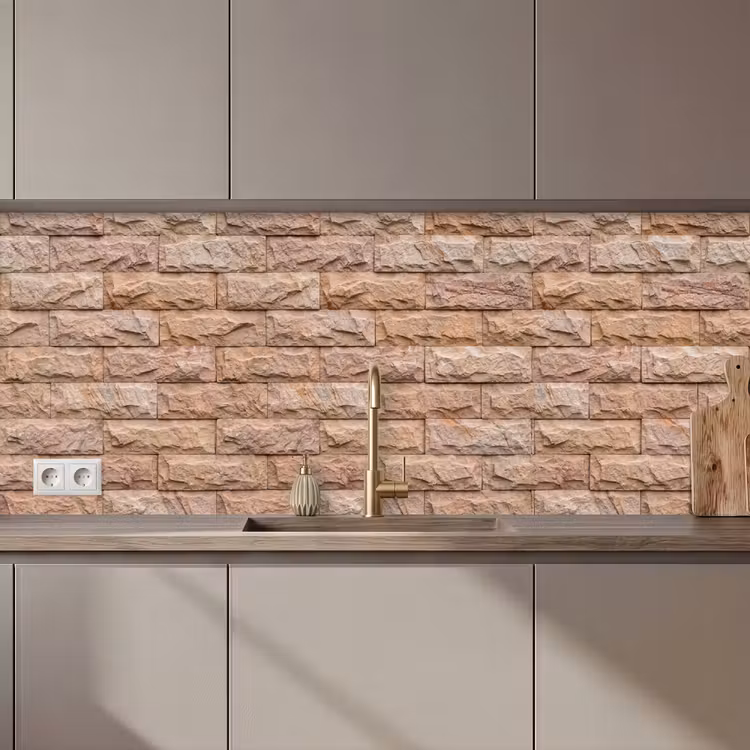 Muur - Steen - Ruw - Textuur - Beige keuken achterwand 2 middel zz_3dshopping