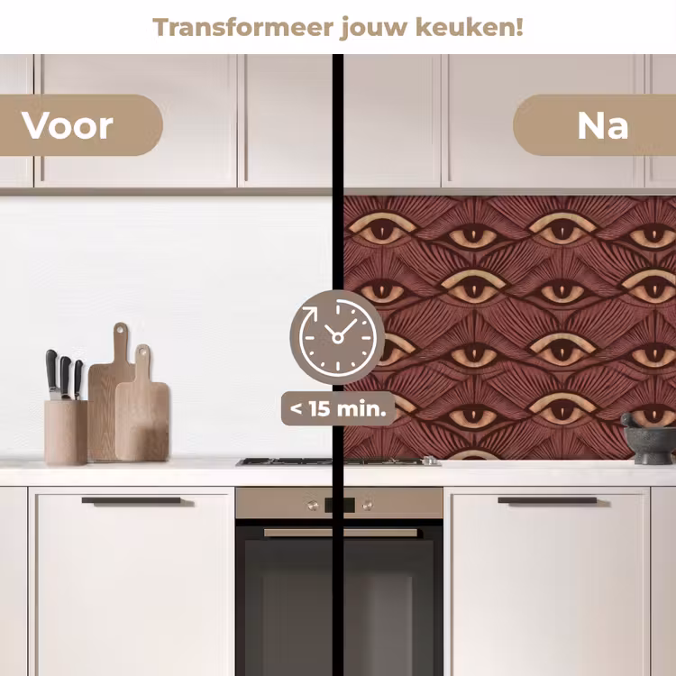 Mystiek - Ogen - Bruin keuken achterwand 2 middel 871 -voor-na2_NL