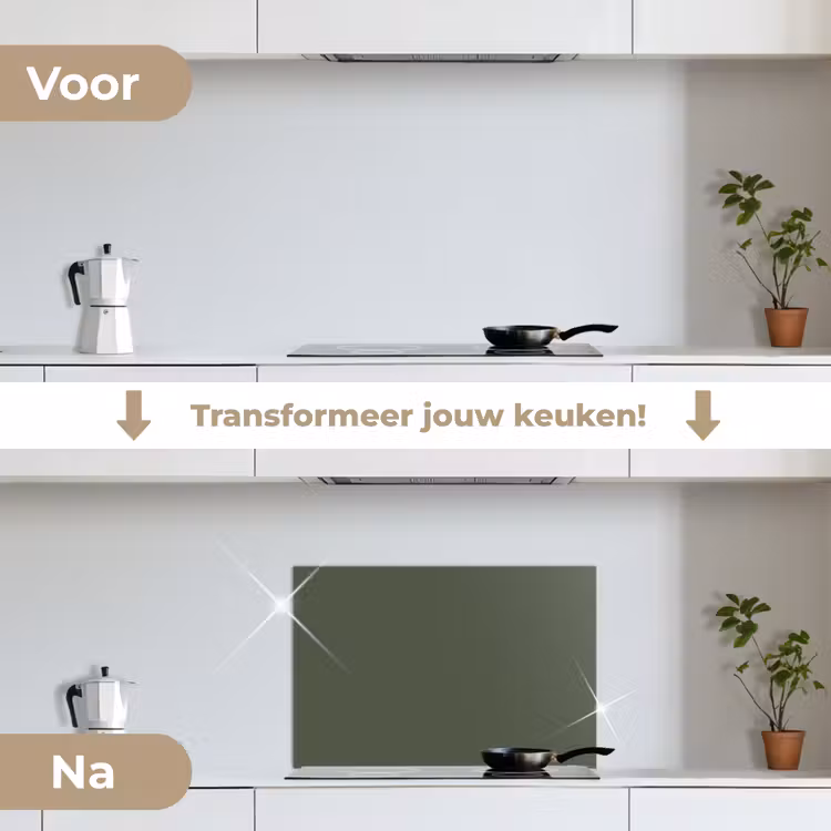 Nachtwacht: Groene Editie keuken achterwand spatscherm klein -voor_na_NL