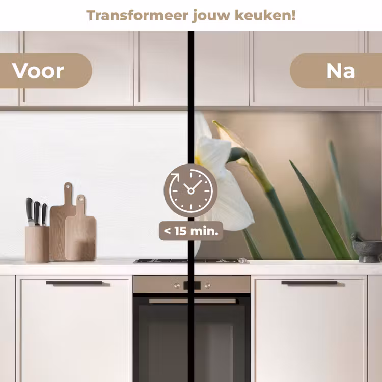Narcis - Bloem - Minimalistisch keuken achterwand 2 middel -voor-na2_NL
