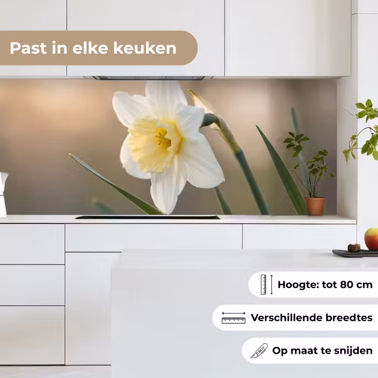 Narcis - Bloem - Minimalistisch keuken achterwand 2 middel -sfeer4_NL