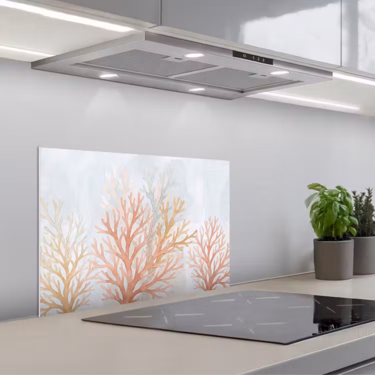 Natuur - Abstract - Aquarel - Organisch - Warm keuken achterwand spatscherm klein -3d_schuin