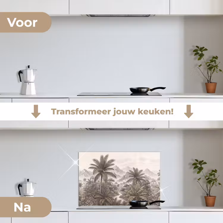 Natuur - Bergen - Rivier - Tropisch - Vintage keuken achterwand spatscherm klein -voor_na_NL