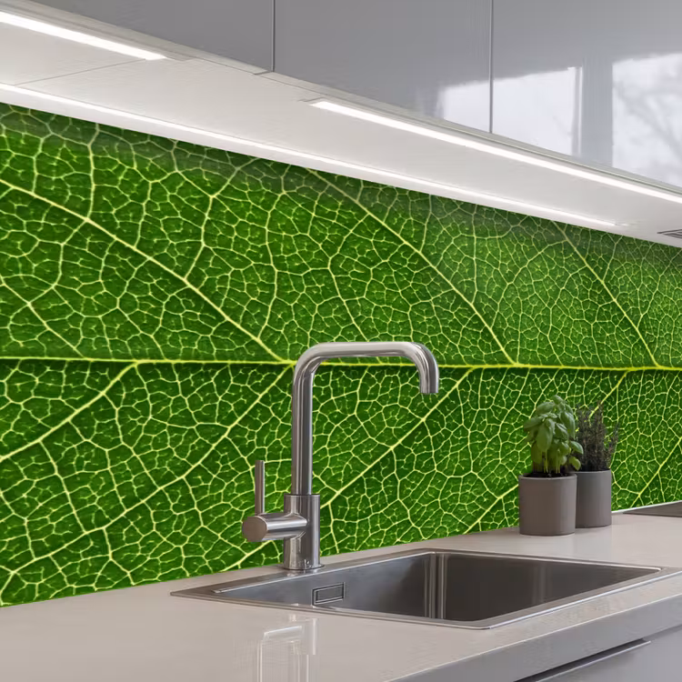 Natuur - Blad - Groen keuken achterwand 2 middel -3d_schuin