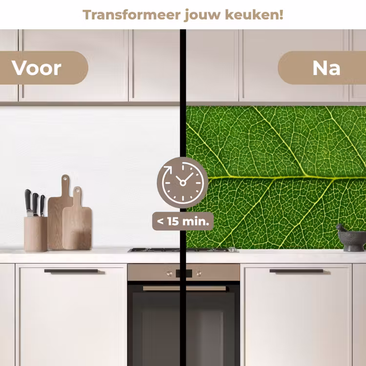 Natuur - Blad - Groen keuken achterwand 2 middel -voor-na2_NL