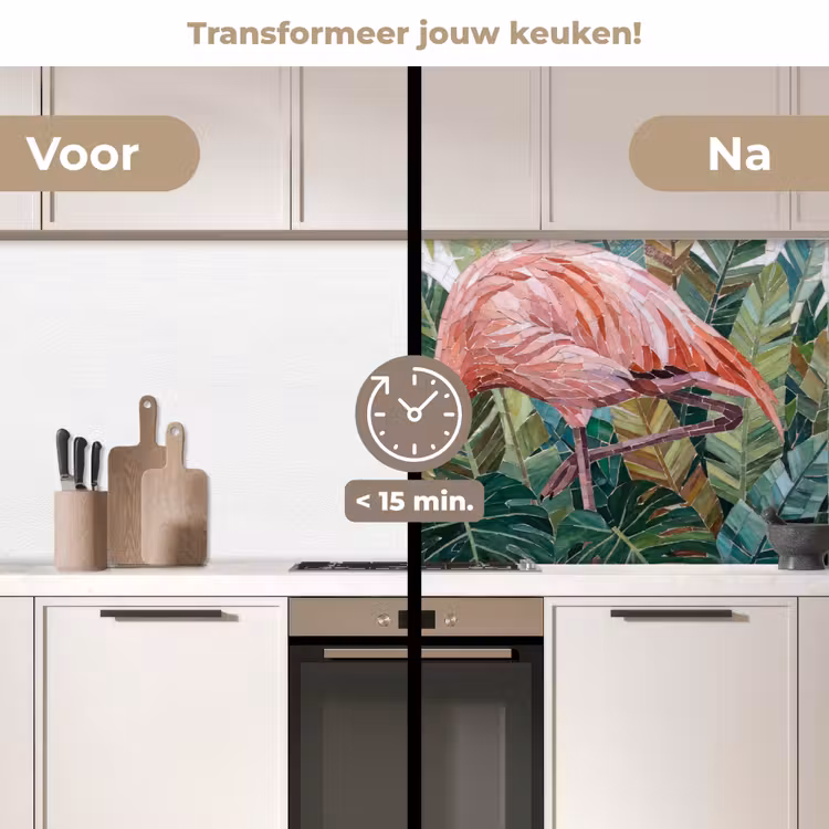 Natuur - Bladeren - Abstract - Groen - Vogel keuken achterwand 2 middel -voor-na2_NL