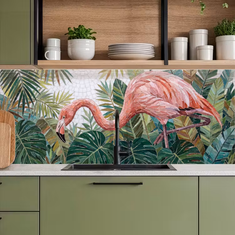 Natuur - Bladeren - Abstract - Groen - Vogel keuken achterwand 2 middel -sfeer3
