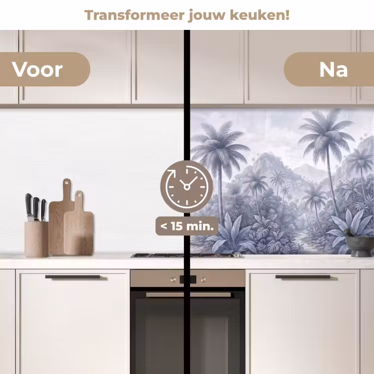 Natuur - Boom - Tropisch - Landschap - Blauw keuken achterwand 2 middel -voor-na2_NL