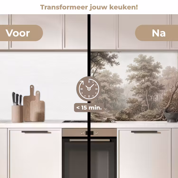 Natuur - Bos - Eik keuken achterwand 2 middel -voor-na2_NL