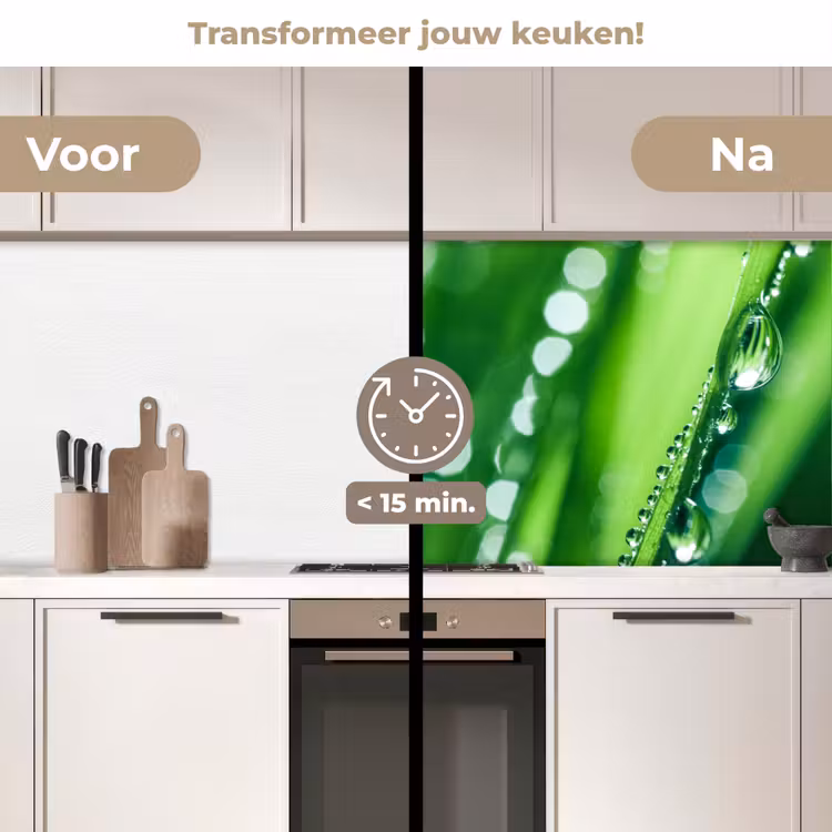 Natuur - Gras - Groen keuken achterwand 2 middel -voor-na2_NL