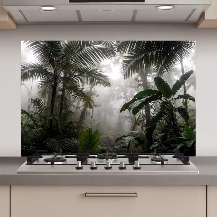 Natuur - Jungle - Mist - Groen - Bladeren keuken achterwand spatscherm klein -3d_website