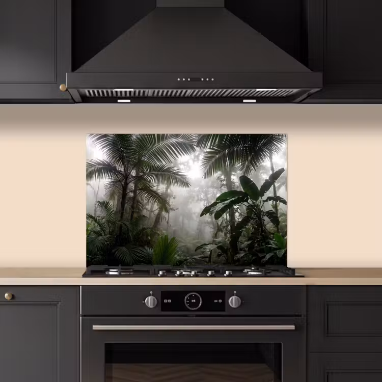 Natuur - Jungle - Mist - Groen - Bladeren keuken achterwand spatscherm klein -sfeer1