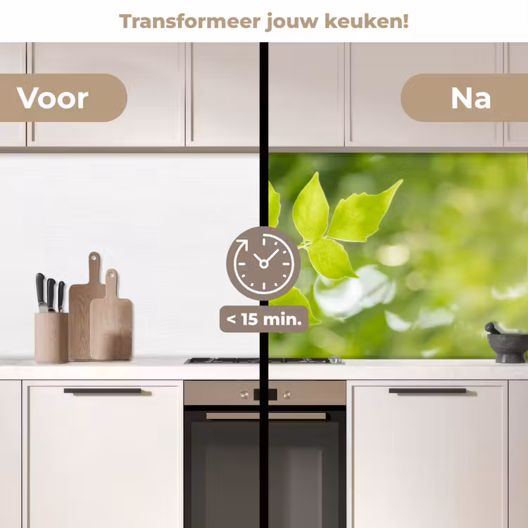 Natuur - Lente - Groen - Bladeren keuken achterwand 2 middel -voor-na2_NL