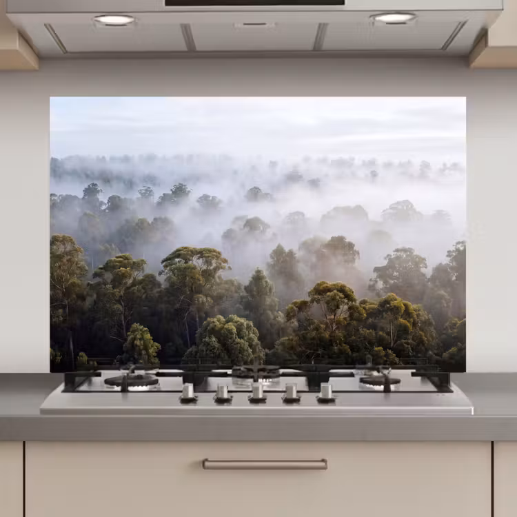 Natuur - Mist - Bos - Ochtend - Goud keuken achterwand spatscherm klein -3d_website