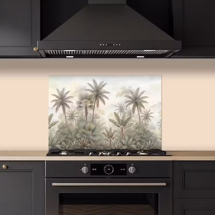 Natuur - Tropisch bos - Landschap - Aquarel - Groen keuken achterwand spatscherm klein -sfeer1