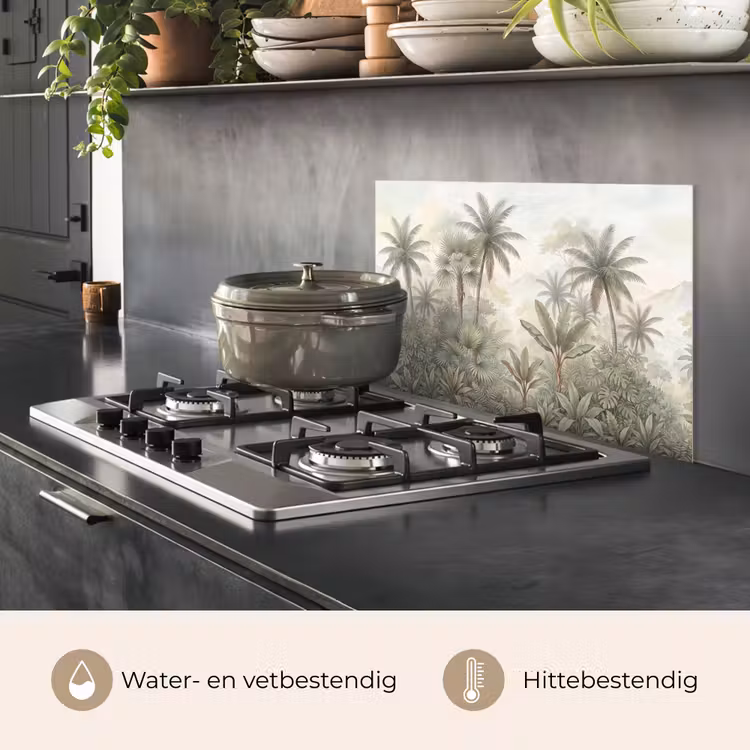 Natuur - Tropisch bos - Landschap - Aquarel - Groen keuken achterwand spatscherm klein -usp_NL