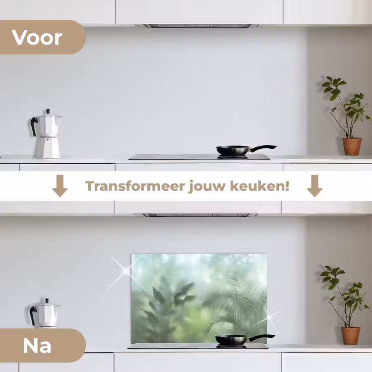 Natuur - Vervaagd - Groen - Abstract - Modern keuken achterwand spatscherm klein -voor_na_NL