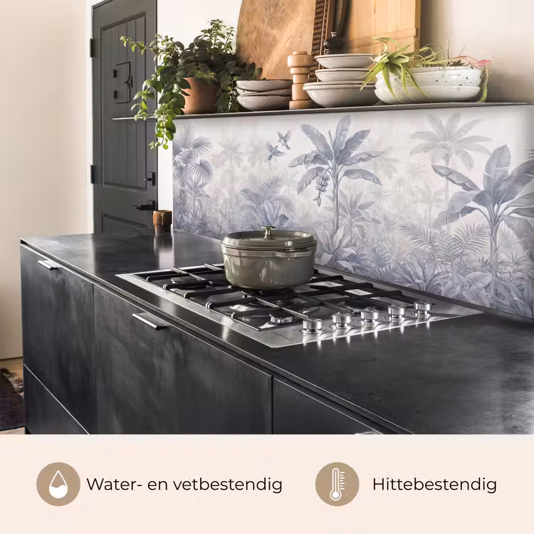 Natuur - Vogel - Jungle - Illustratie - Blauw keuken achterwand 2 middel -usp_NL