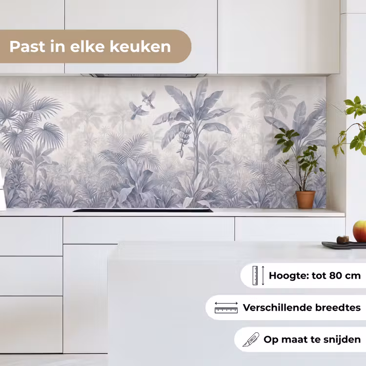 Natuur - Vogel - Jungle - Illustratie - Blauw keuken achterwand 2 middel -sfeer4_NL