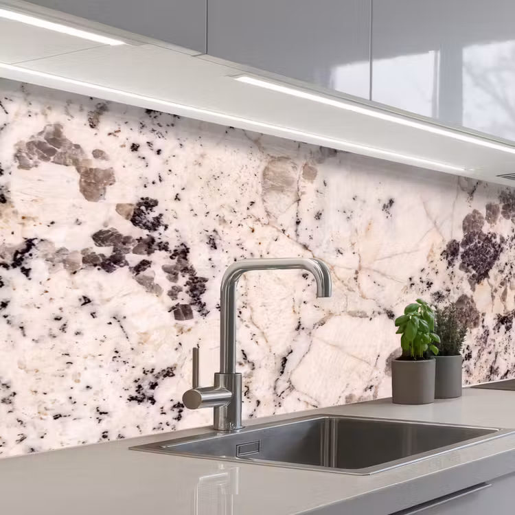 Natuursteen - Patroon - Abstract - Beige - Grijs keuken achterwand 2 middel -3d_schuin