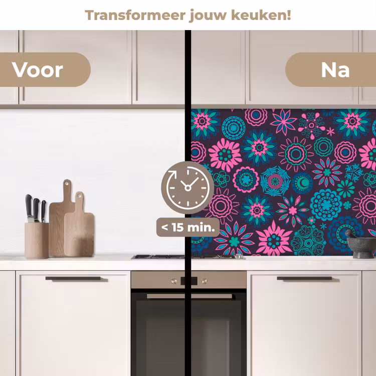 Neon - Bloemen - Patronen keuken achterwand 2 middel 871 -voor-na2_NL