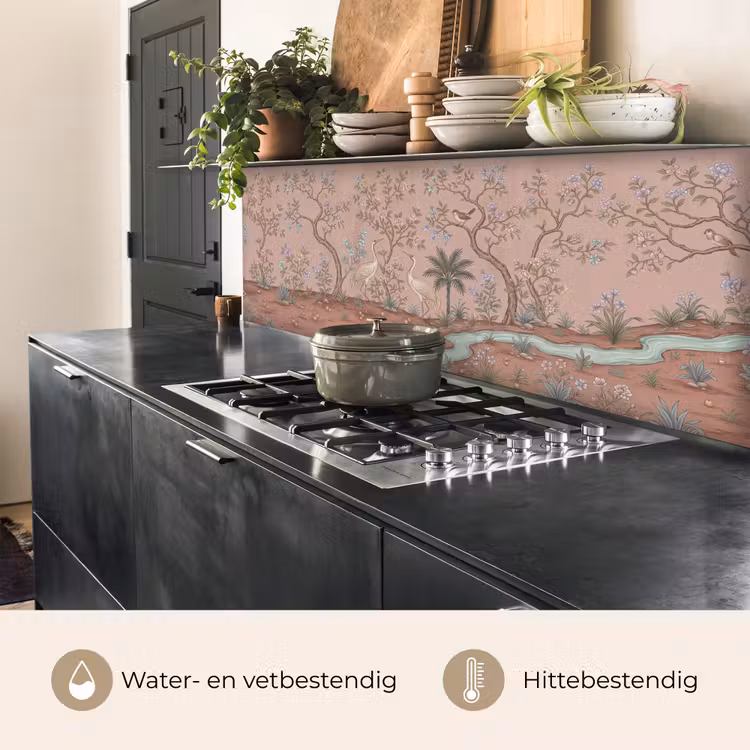 Nostalgisch - Reigers - Roze keuken achterwand 2 middel -usp_NL