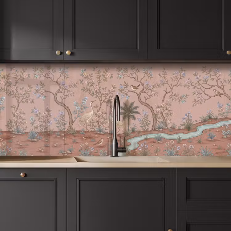 Nostalgisch - Reigers - Roze keuken achterwand 2 middel -sfeer1