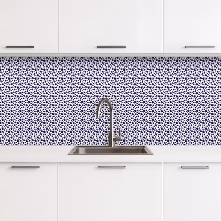 Oceaan - Bubbel - Blauw - Wit keuken achterwand 2 middel 871 -3d