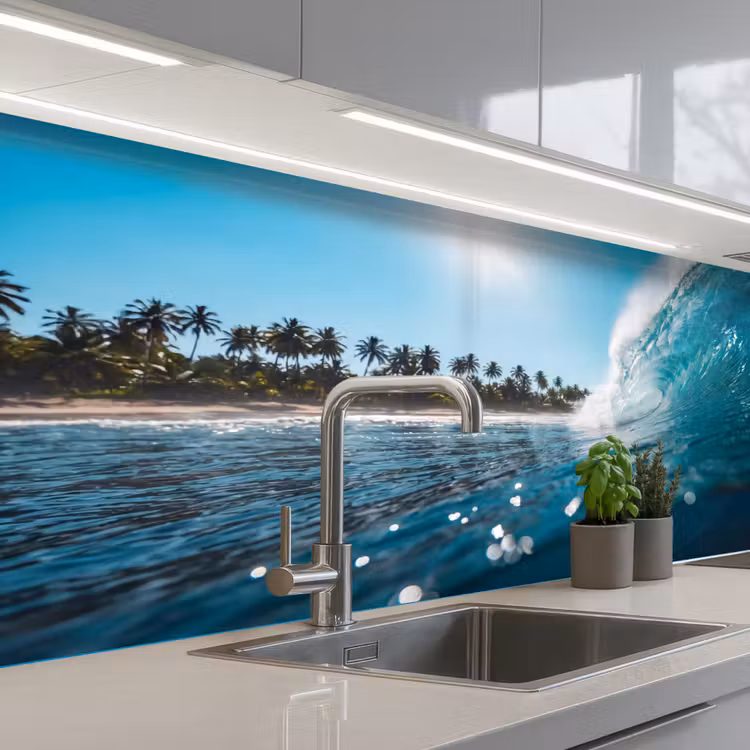 Oceaan - Golf - Strand - Natuur - Blauw keuken achterwand 2 middel -3d_schuin