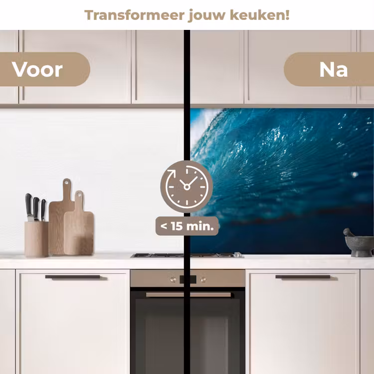 Oceaan - Golf - Strand - Natuur - Blauw keuken achterwand 2 middel -voor-na2_NL