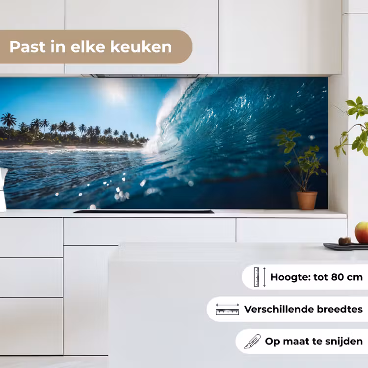 Oceaan - Golf - Strand - Natuur - Blauw keuken achterwand 2 middel -sfeer4_NL