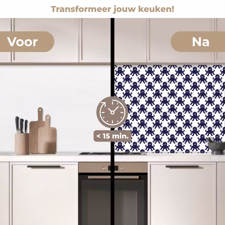 Oceaan - Octo - Blauw - Wit keuken achterwand 2 middel 871 -voor-na2_NL