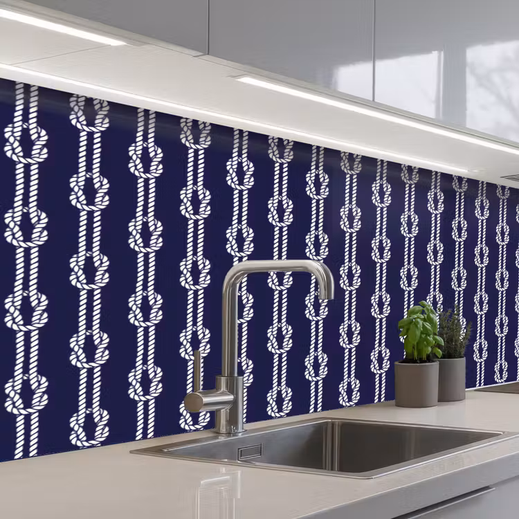 Oceaan - Touw - Blauw - Wit keuken achterwand 2 middel 871 -3d_schuin