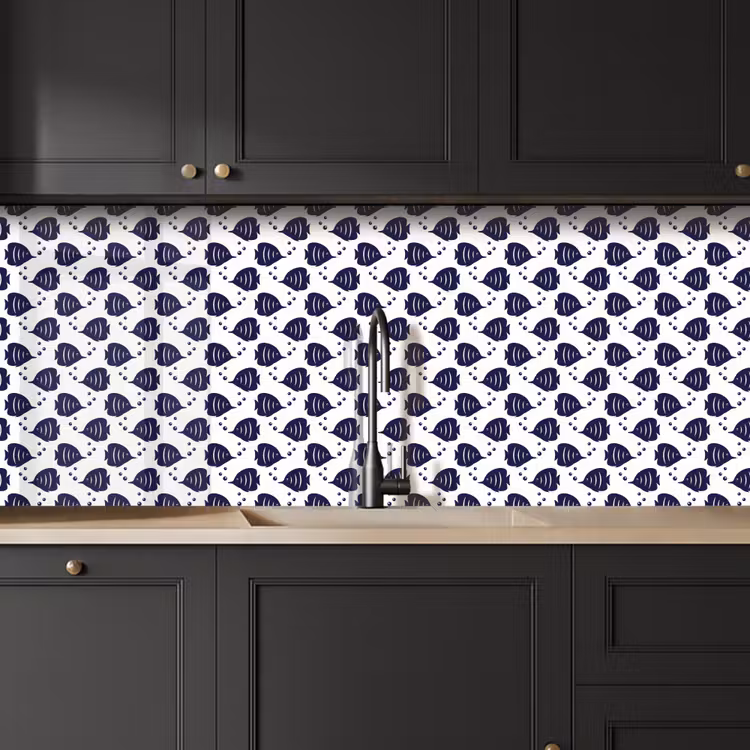 Oceaan - Vis - Blauw - Wit keuken achterwand 2 middel 871 -sfeer1
