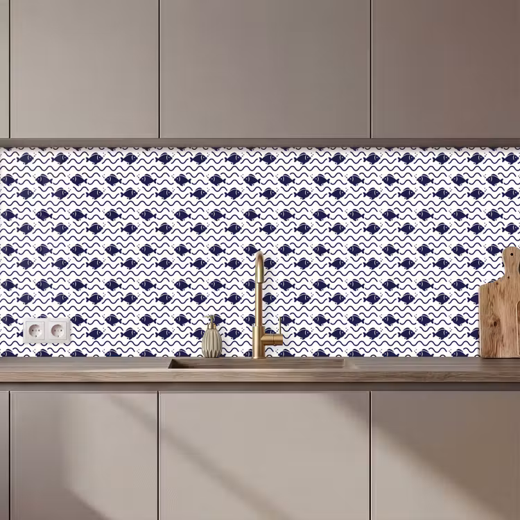 Oceaan - Visachtig - Blauw - Wit keuken achterwand 2 middel 871 zz_3dshopping