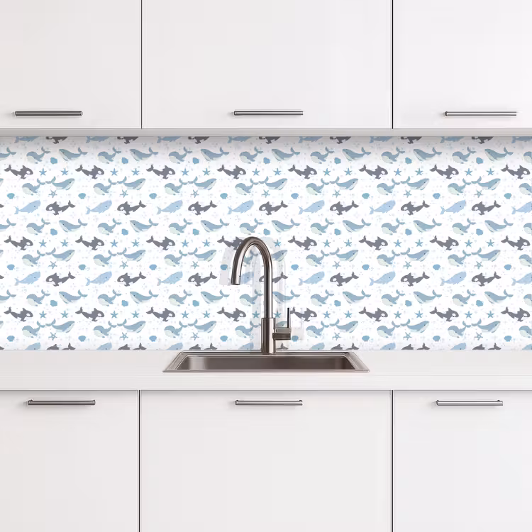 Oceaan - Walvis - Orka - Blauw keuken achterwand 2 middel 871 -3d